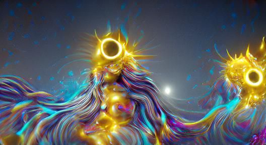 Celestial Sun God and Moon Goddess in Cosmic Art