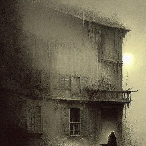 Eerie Old House in the Style of Gustave Doré