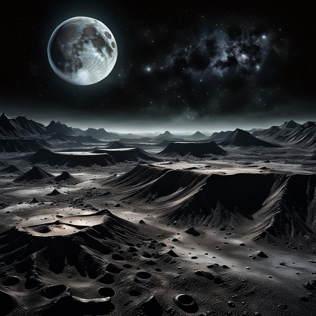 Surreal Lunar Landscape in Dark Biomechanical Style