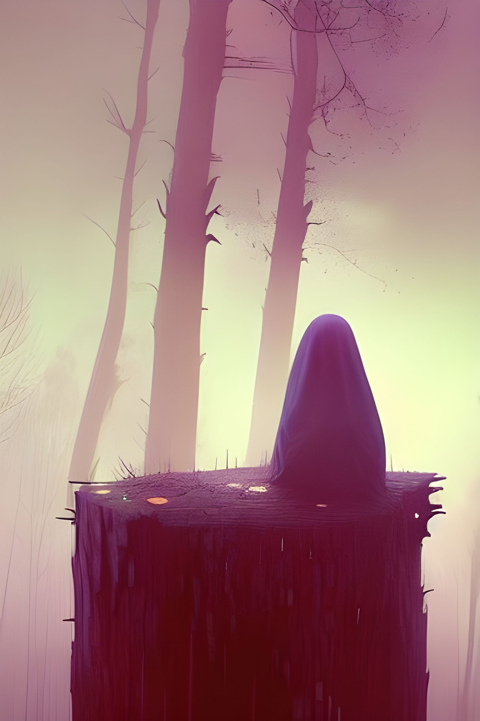 Lonely Ghost in Spooky Forest: Matte Painting