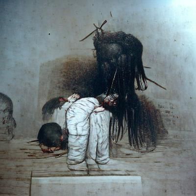 Tragic Execution Scene in Horror Art Style
