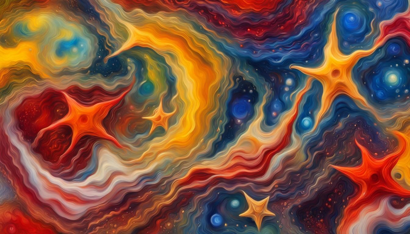 Celestial Stars in Vivid Impasto Oil Painting Style