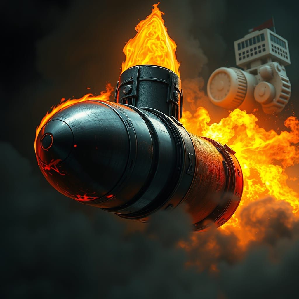 Futuristic Bullet Engulfed in Intense Flames