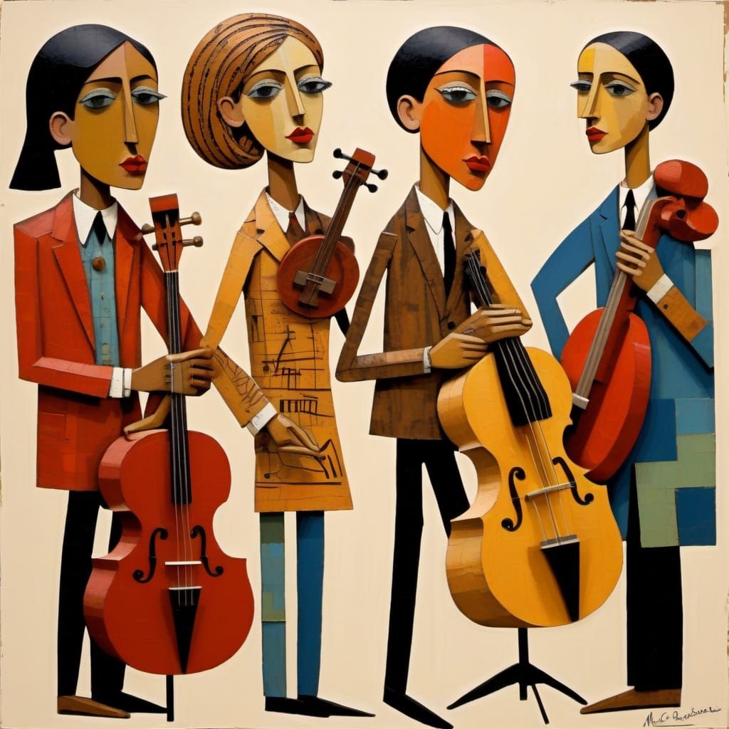 Cardboard Musicians in Perfect Composition