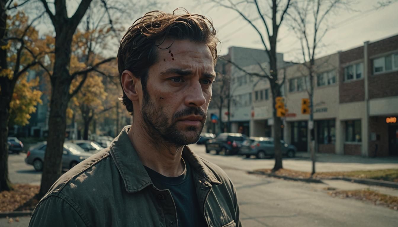 Lonely Neurodivergent Man: Cinematic Film Still