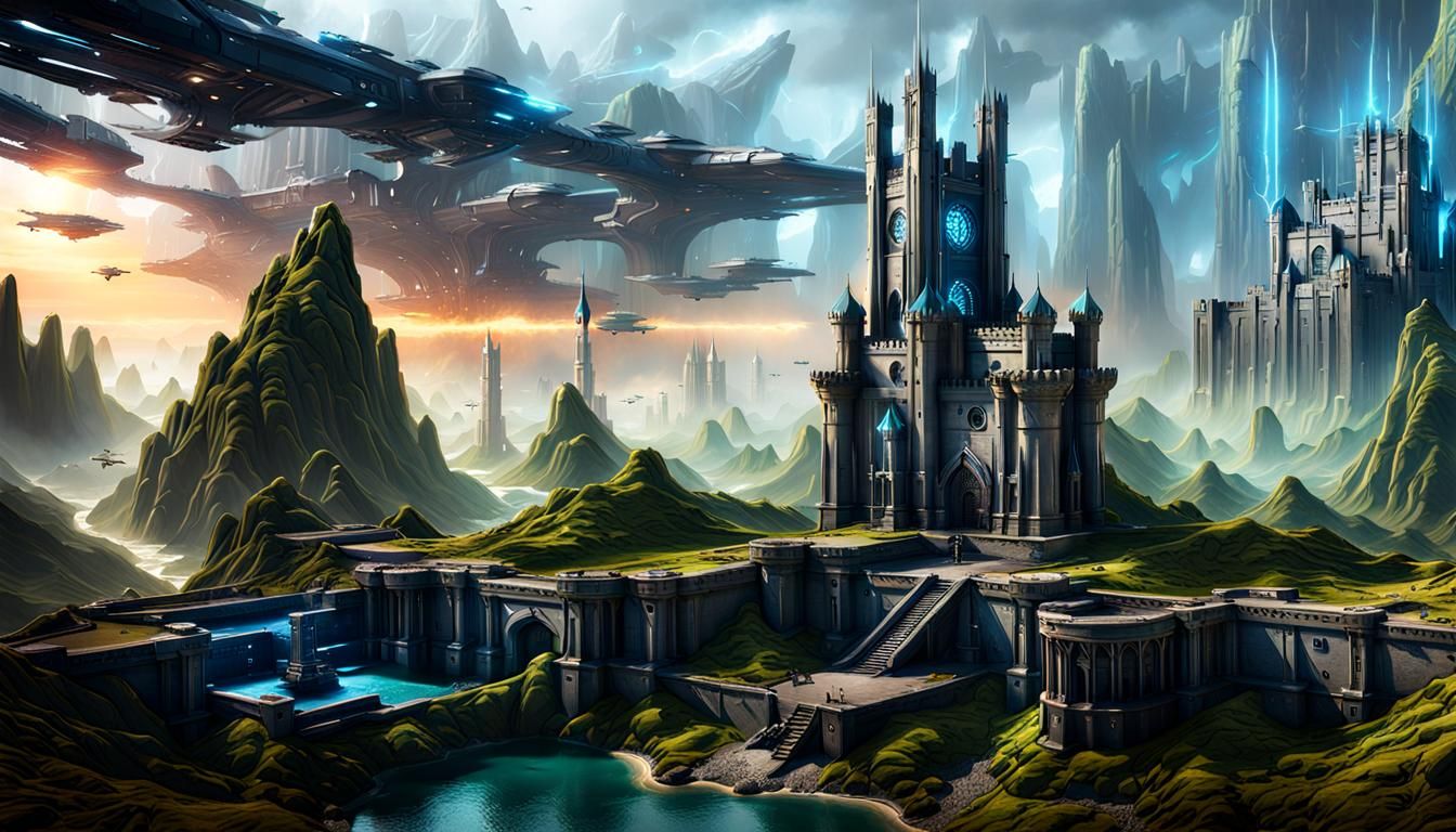Detailed Sci-Fi Fortress Concept Art