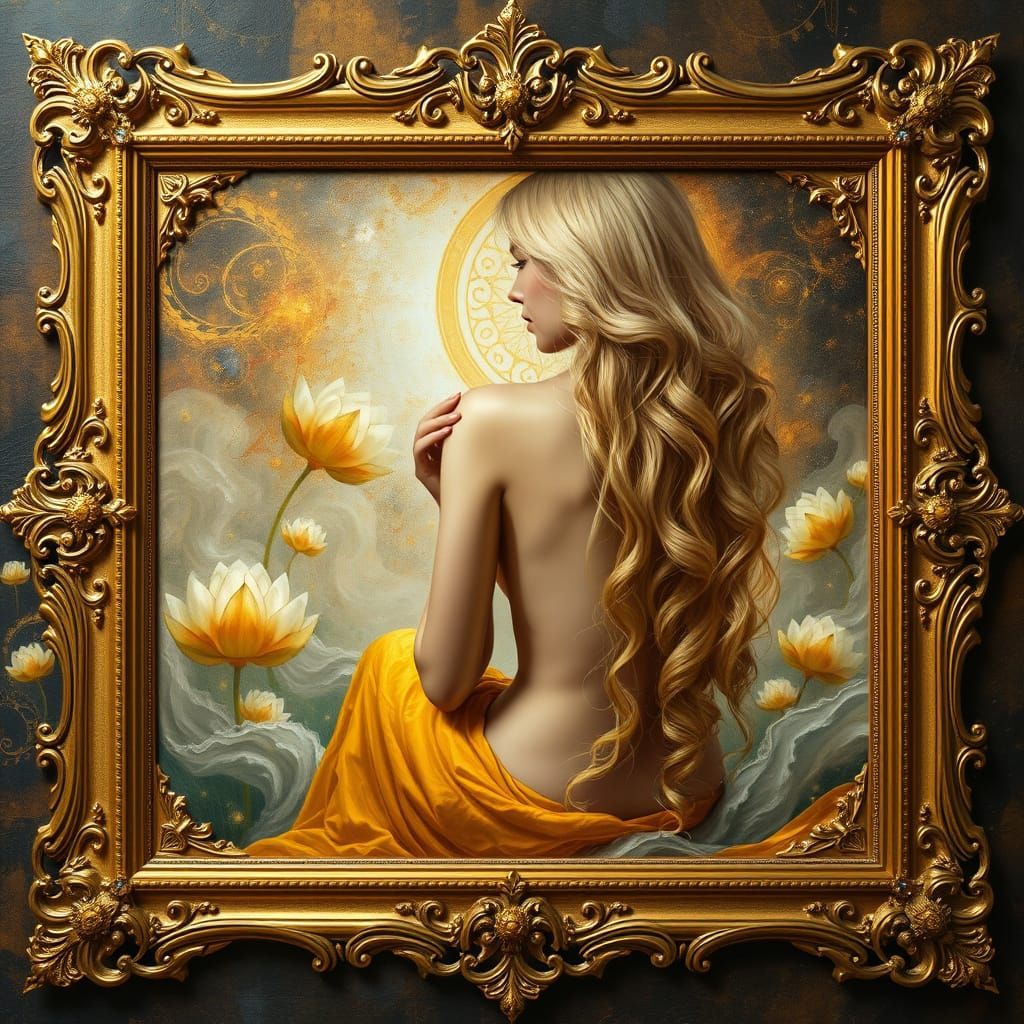 Enchanting Symbolist Portrait of a Golden Muse