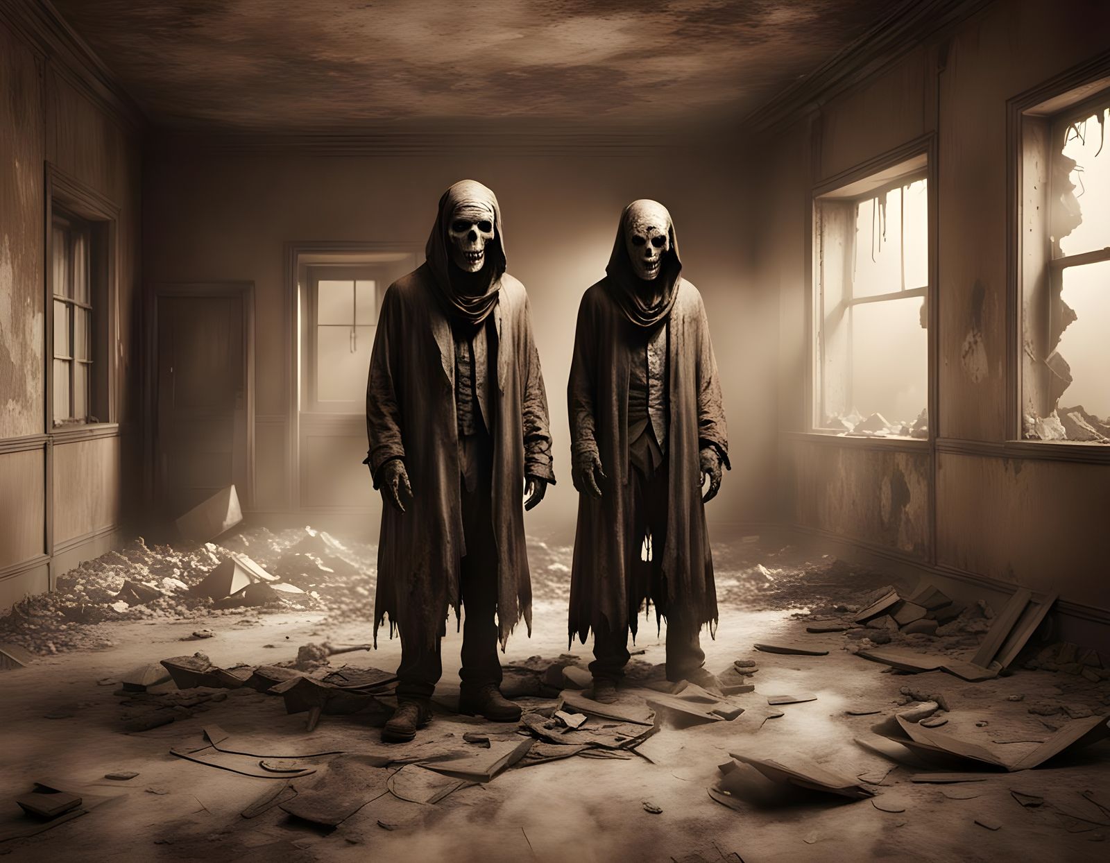 Ethereal Ghost in Abandoned Sepia Tone