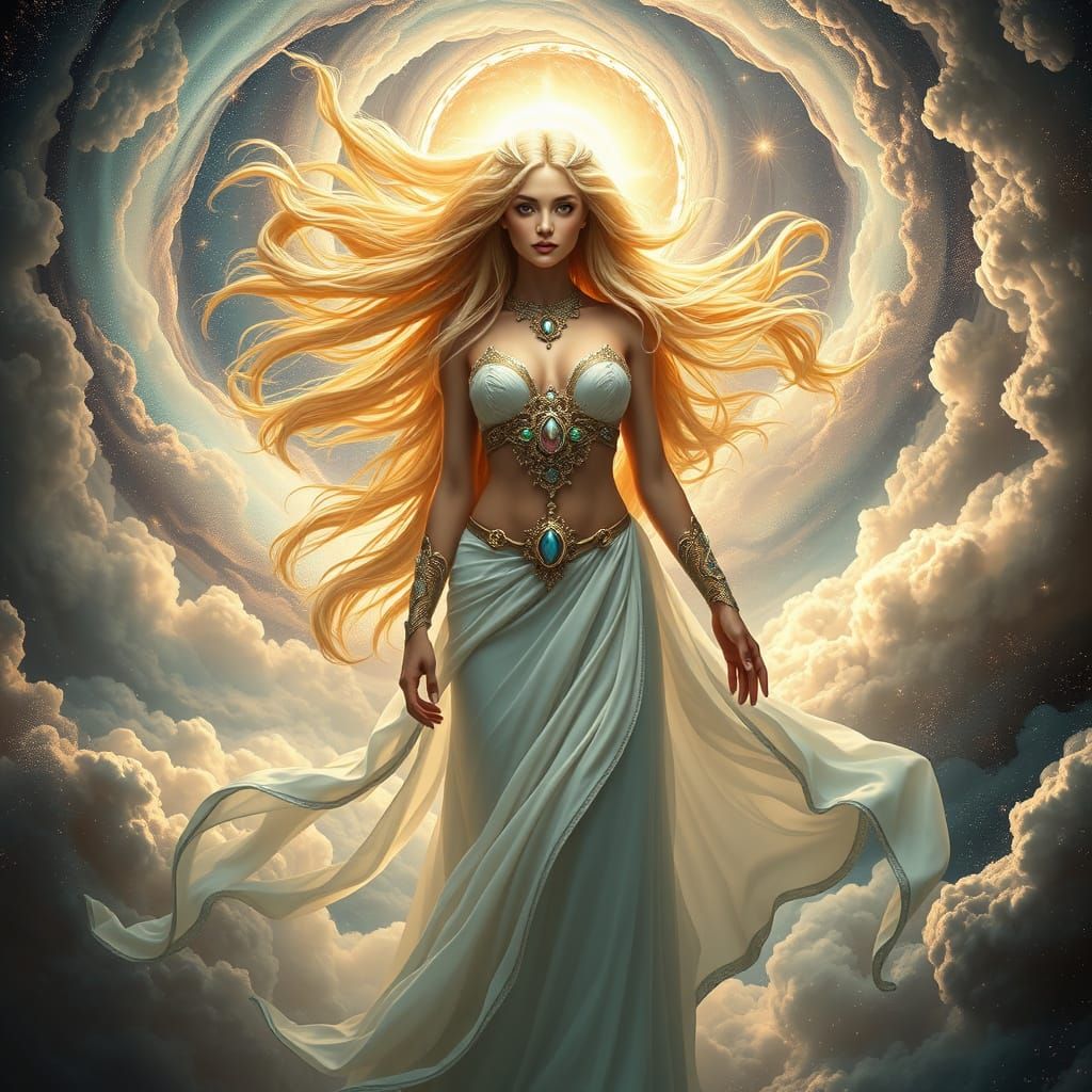 Cosmic Goddess in Celestial Vortex