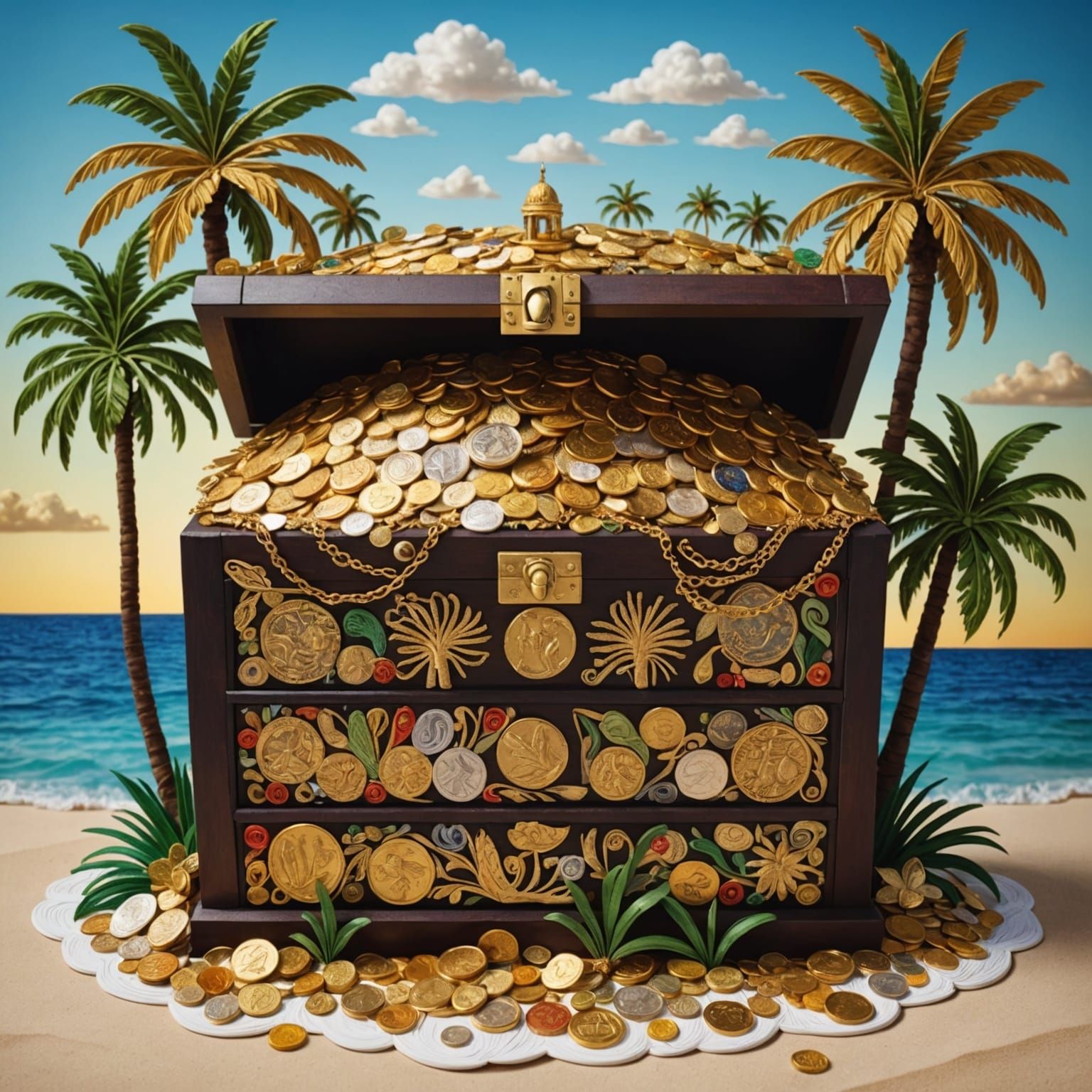 Treasure Island: Quilling Collage Art in Photorealistic Styl...