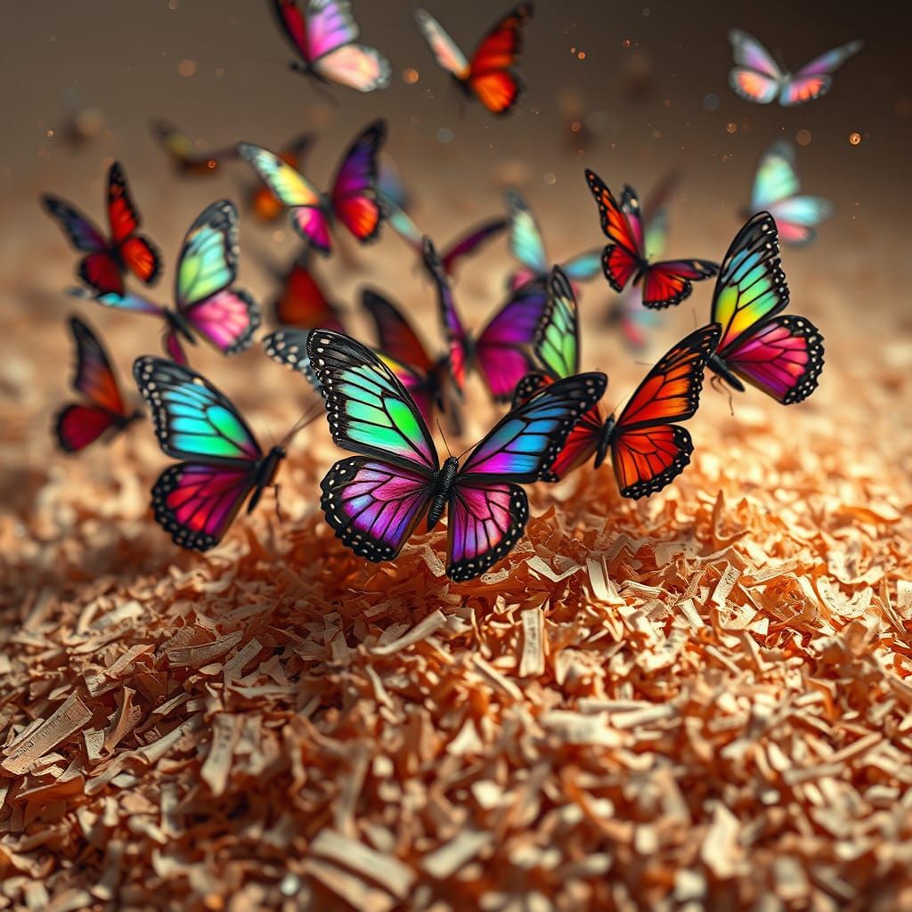 Iridescent Butterflies Emerge From Pencil Shavings