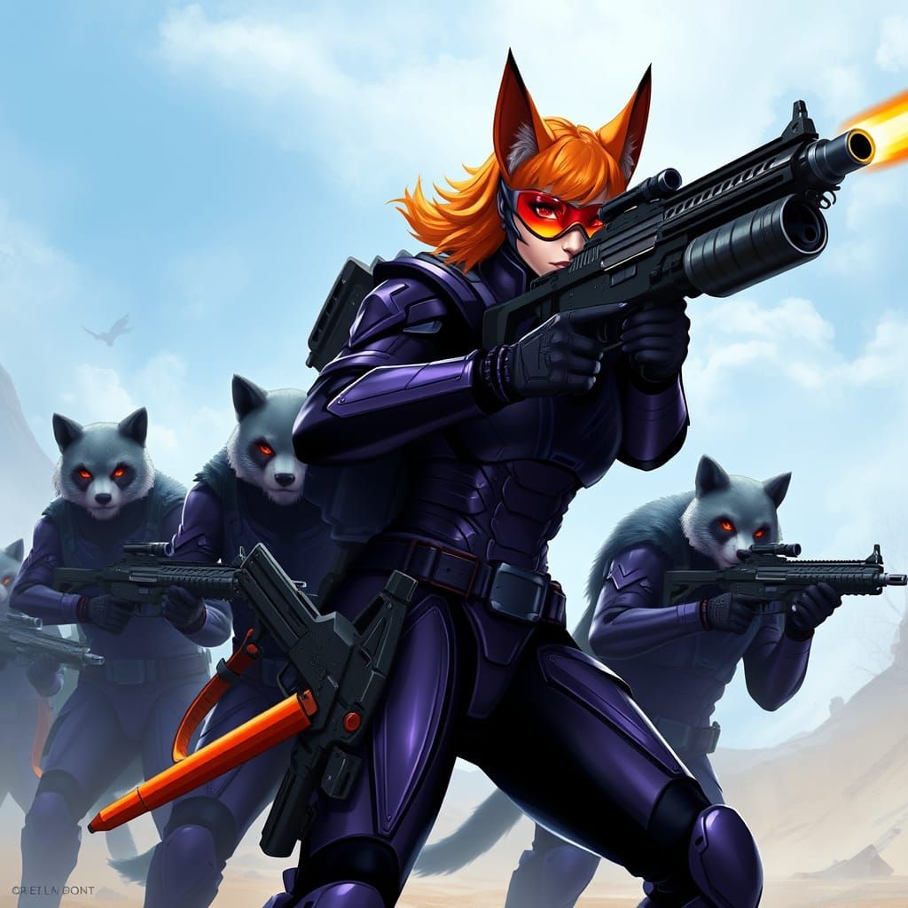 Fearless Feline Warrior Princess Charges into Battle with Pl...