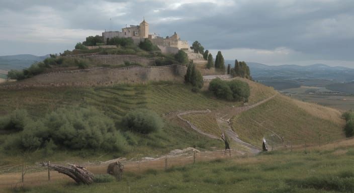Medieval Thracian Basilica at Sunset
