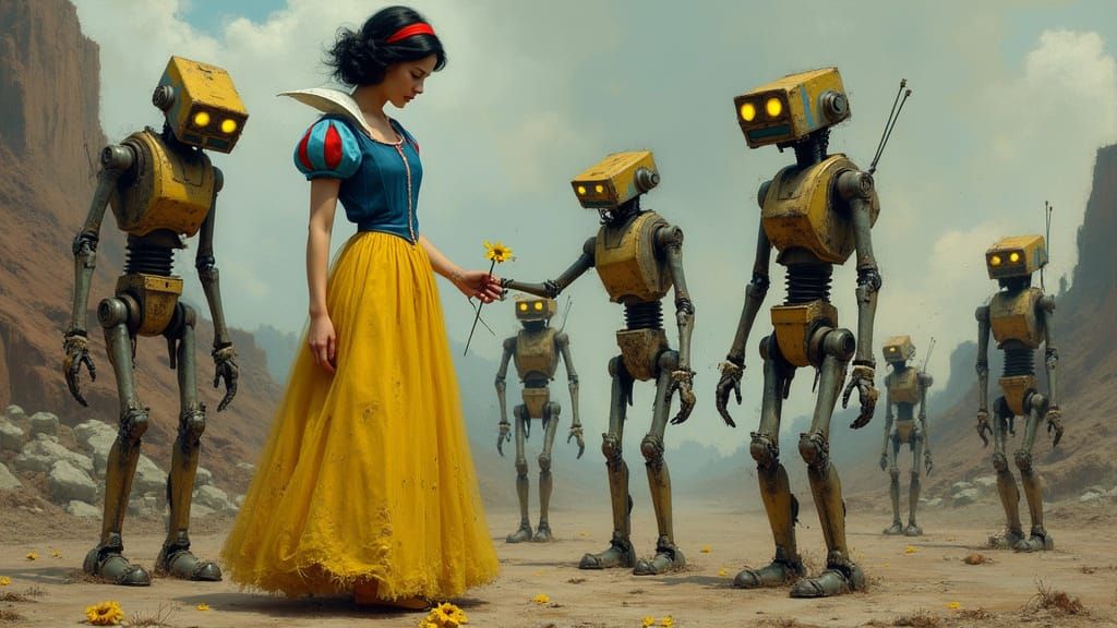 Snow White and the Synth Rebellion in Steampunk Style