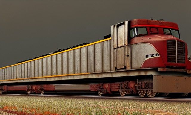Freight Train Crash in Comic Art Style