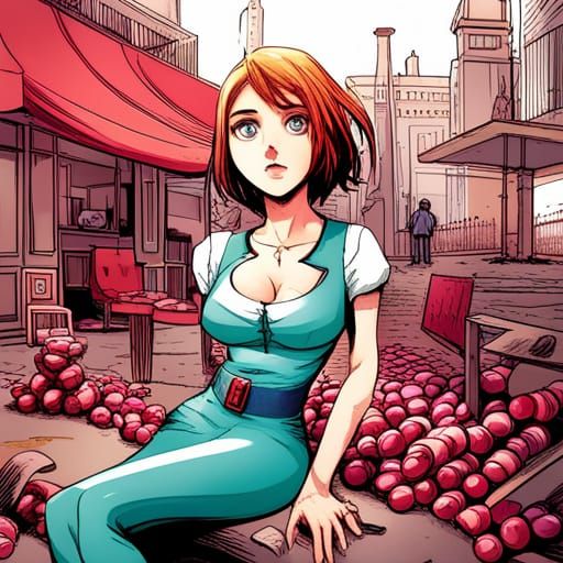 Technicolor Candy Garden in Graphic Novel Style