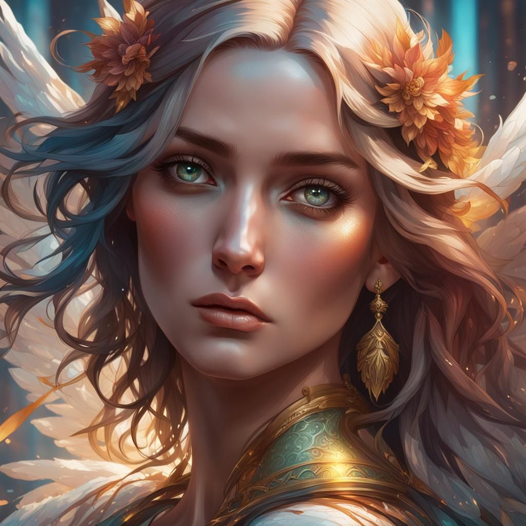 Angelic Portrait in Hyperdetailed Digital Art Style