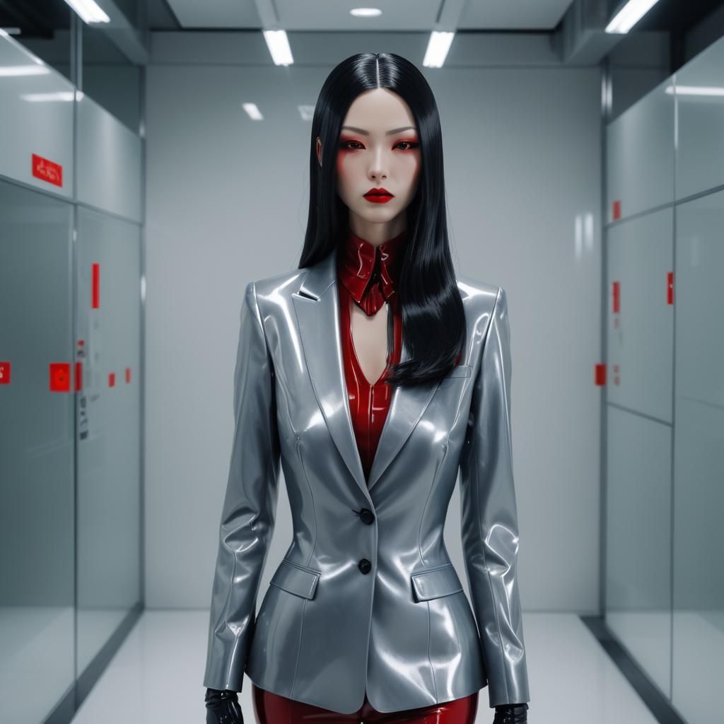 Elegant Japanese Mannequin in Red Latex, Cryogenically Froze...
