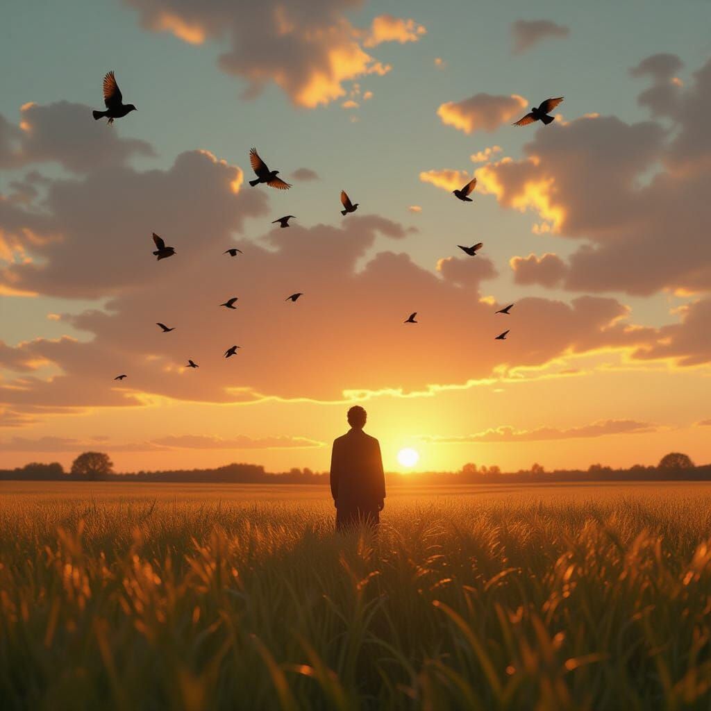 Surreal Peaceful Field of Frozen Time