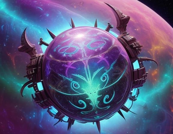 Surreal Alien Glyph Orb in Pastel Colors