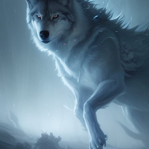 Ethereal Ghost Wolves in Dark Fantasy Style