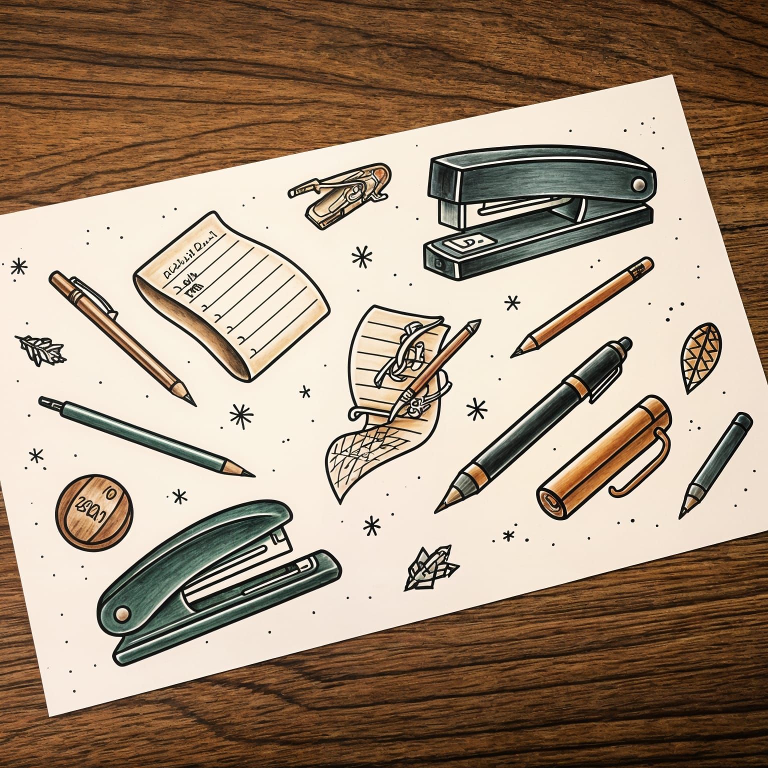 Office Supply Flash Tattoo Sheet