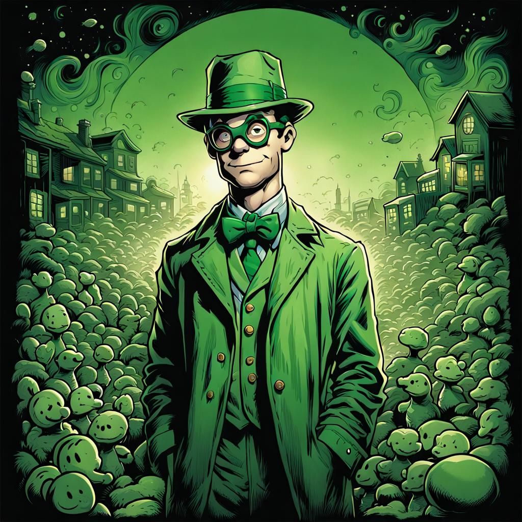 The Riddler as a Peanuts character Mark Brooks and Dan Mumford, comic book art, perfect, smooth