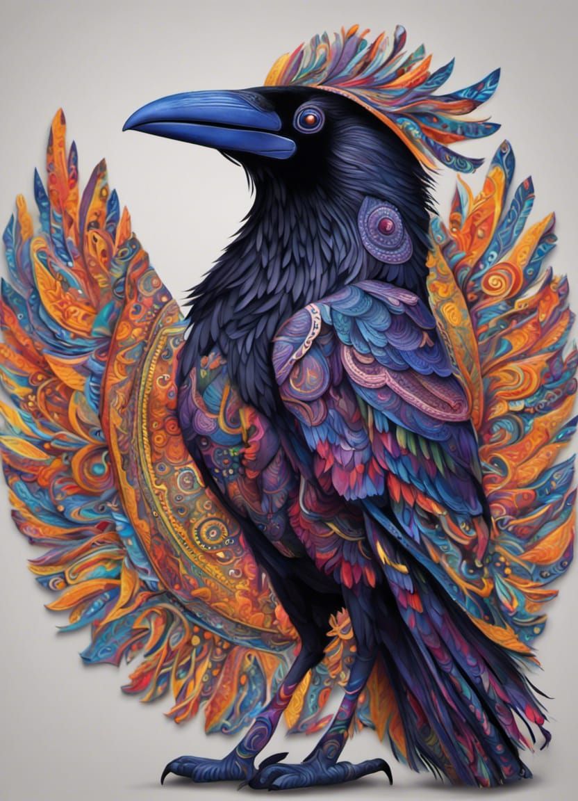 Vivid Raven in Alebrije Style