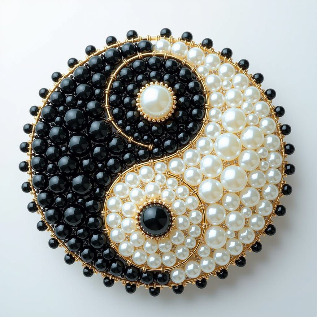 Yin Yang Symbol in Beaded Pop Art Style