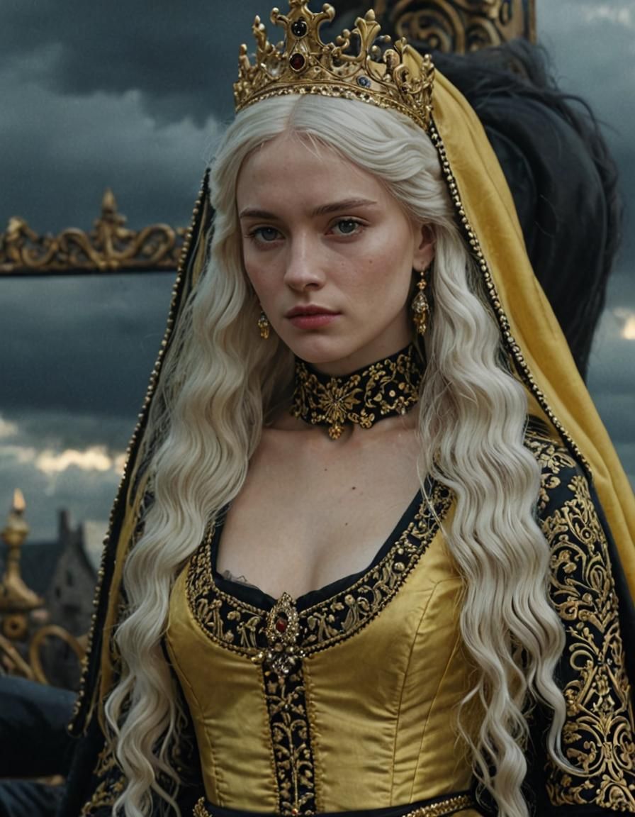 Young Princess in Lavish Medieval Throne Room