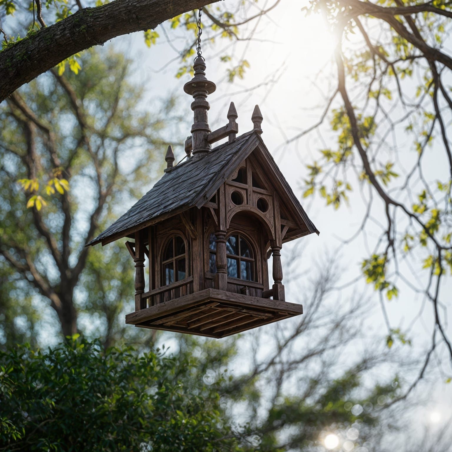 Victorian Birdhouse in Sunlight: Realistic Photograph