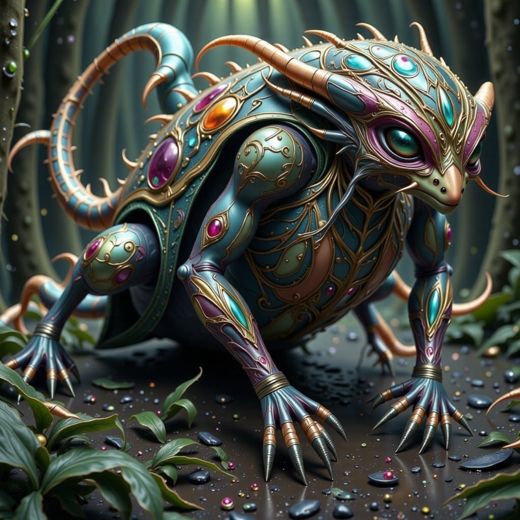 Scaled Fae Treasure Chest Monster in Dark Fantasy Style