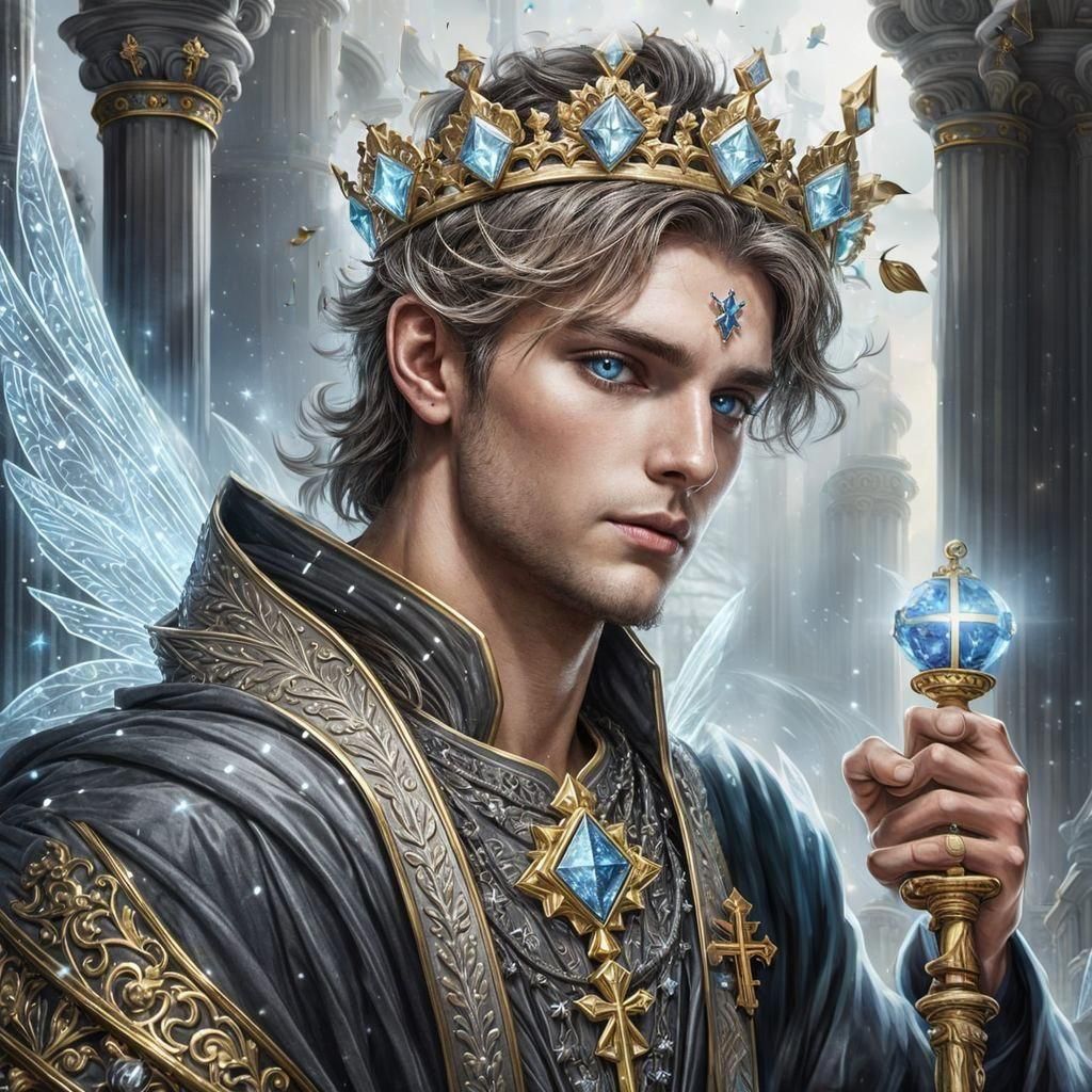 Fairy Hierophant on Throne with Acolytes