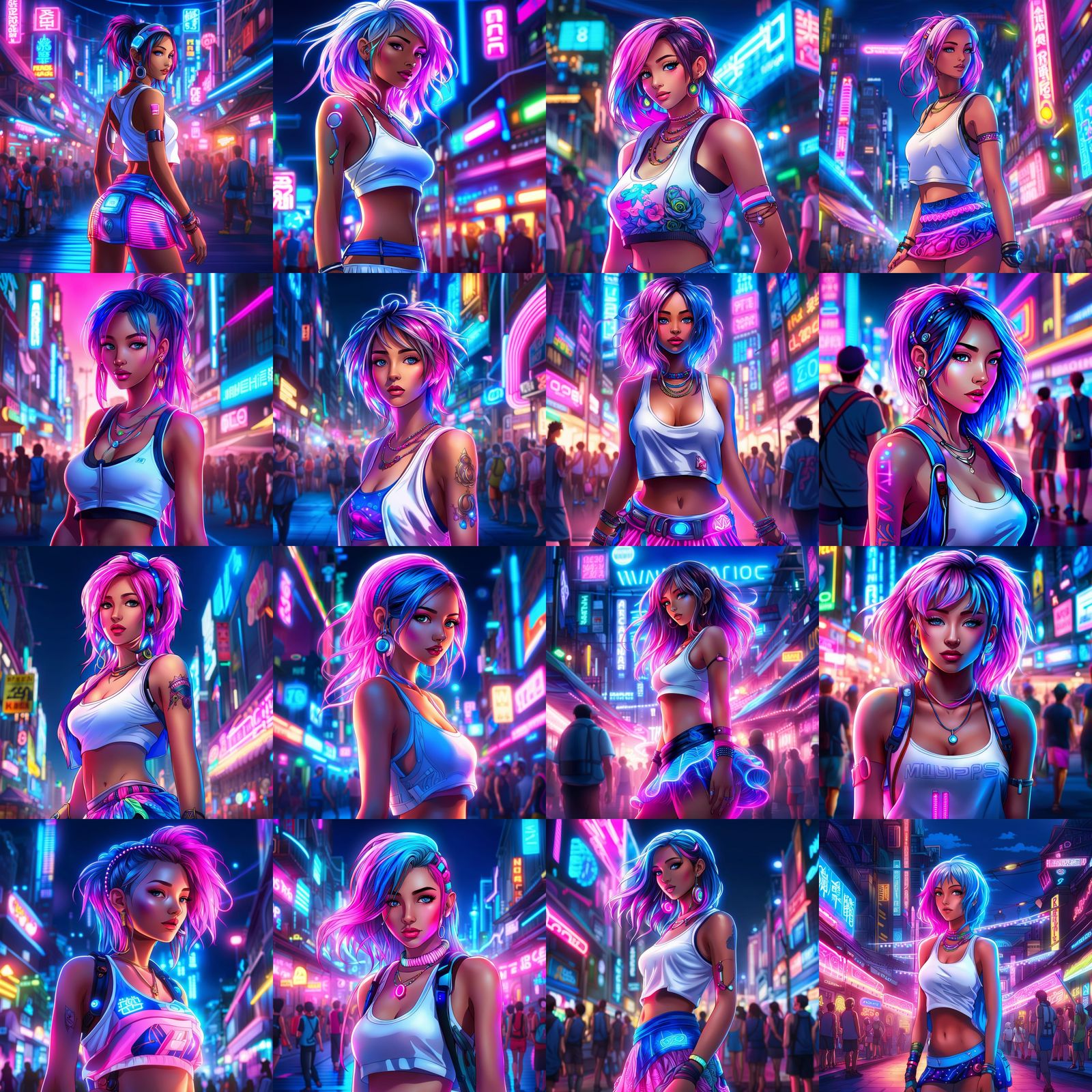 Raver Girl in Neon City, Anime Manga Style