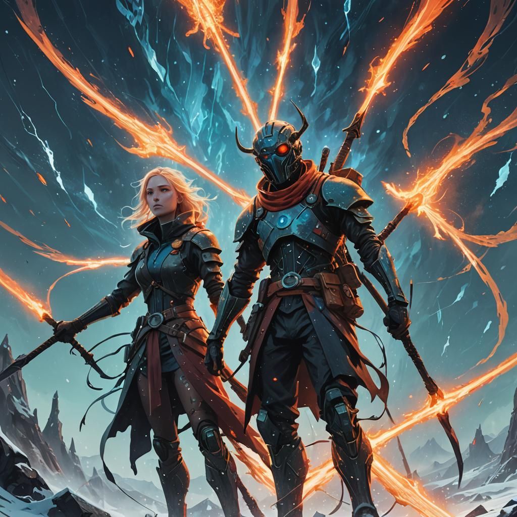 Dual Being of Light and Darkness in Epic Fantasy Art