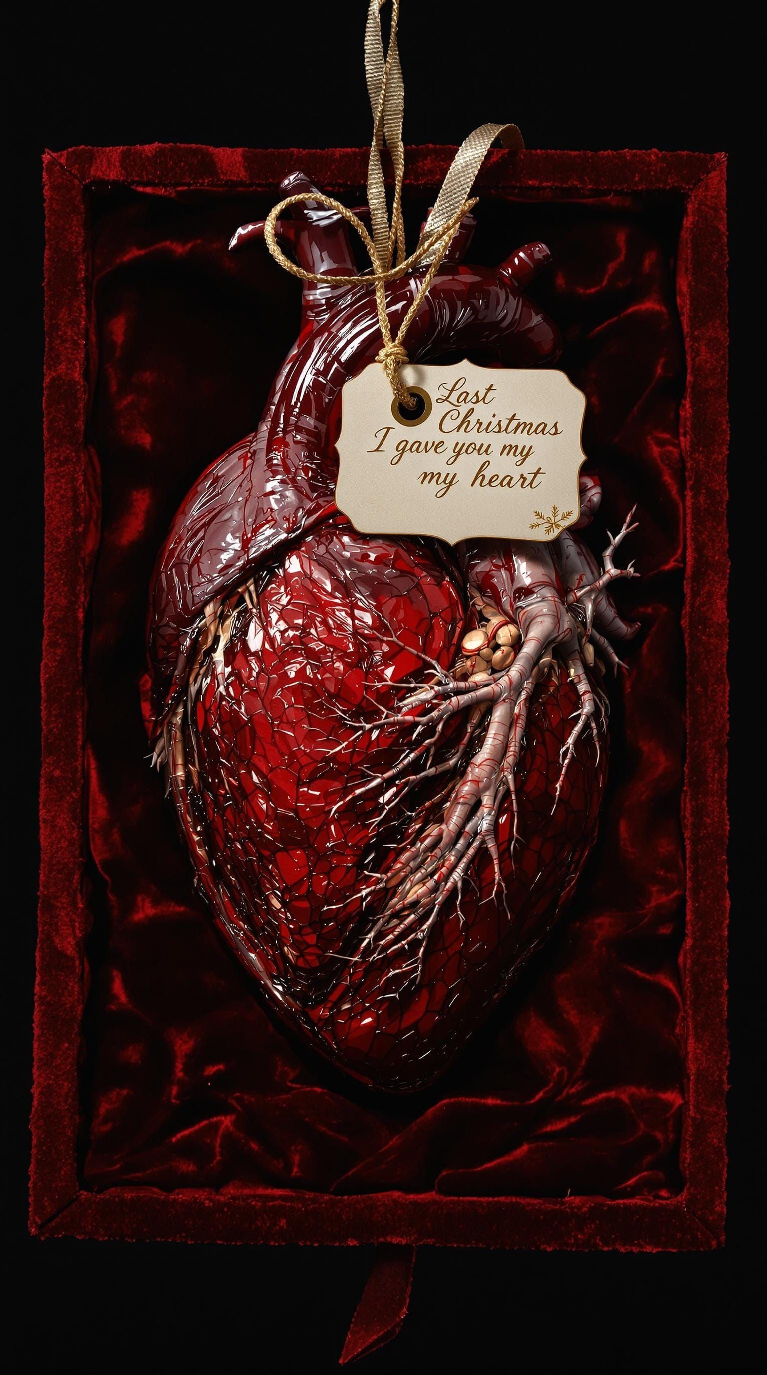 Hyper-Realistic Heart in Crimson Velvet Gift Box