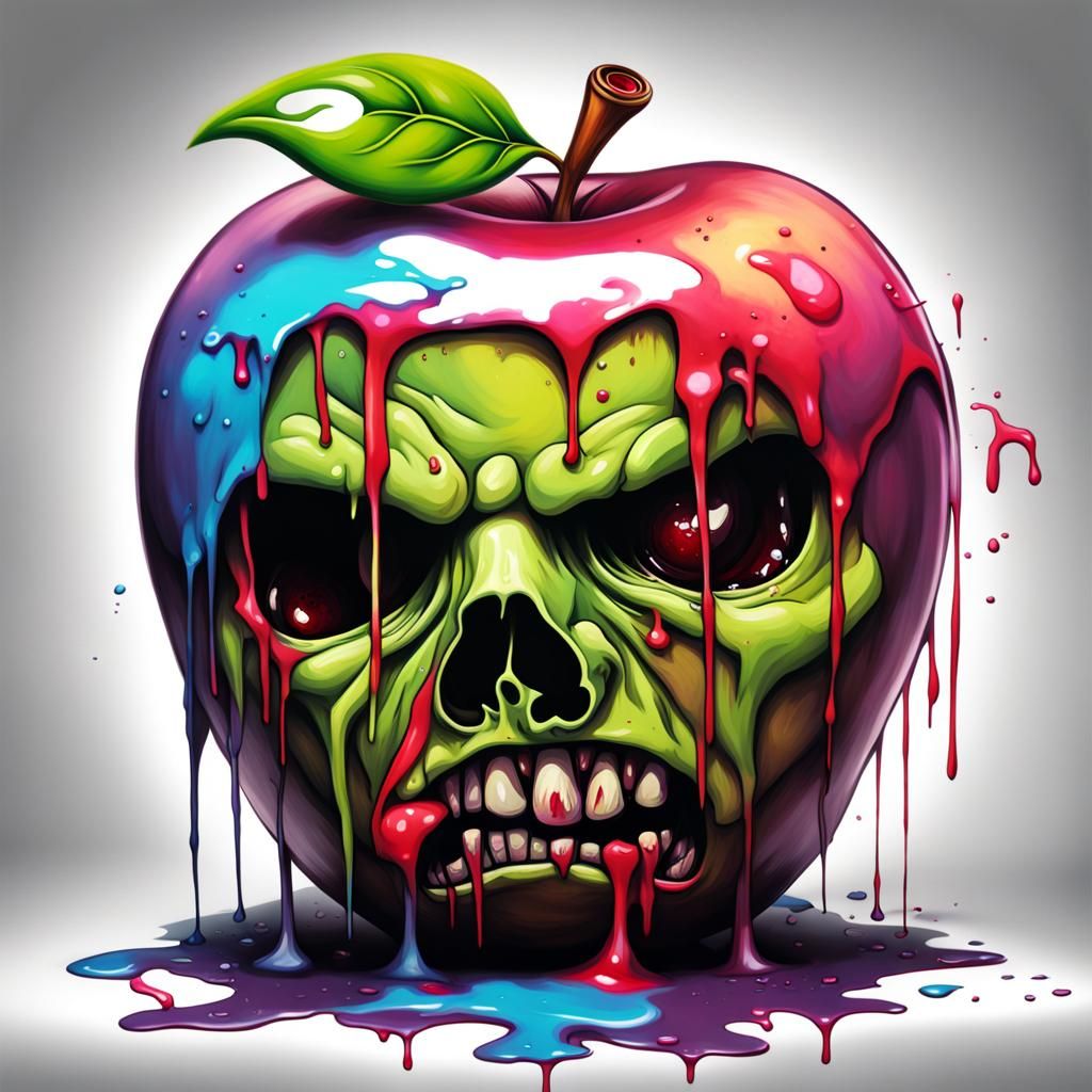 Zombie Apple in Graffiti Street Art Style