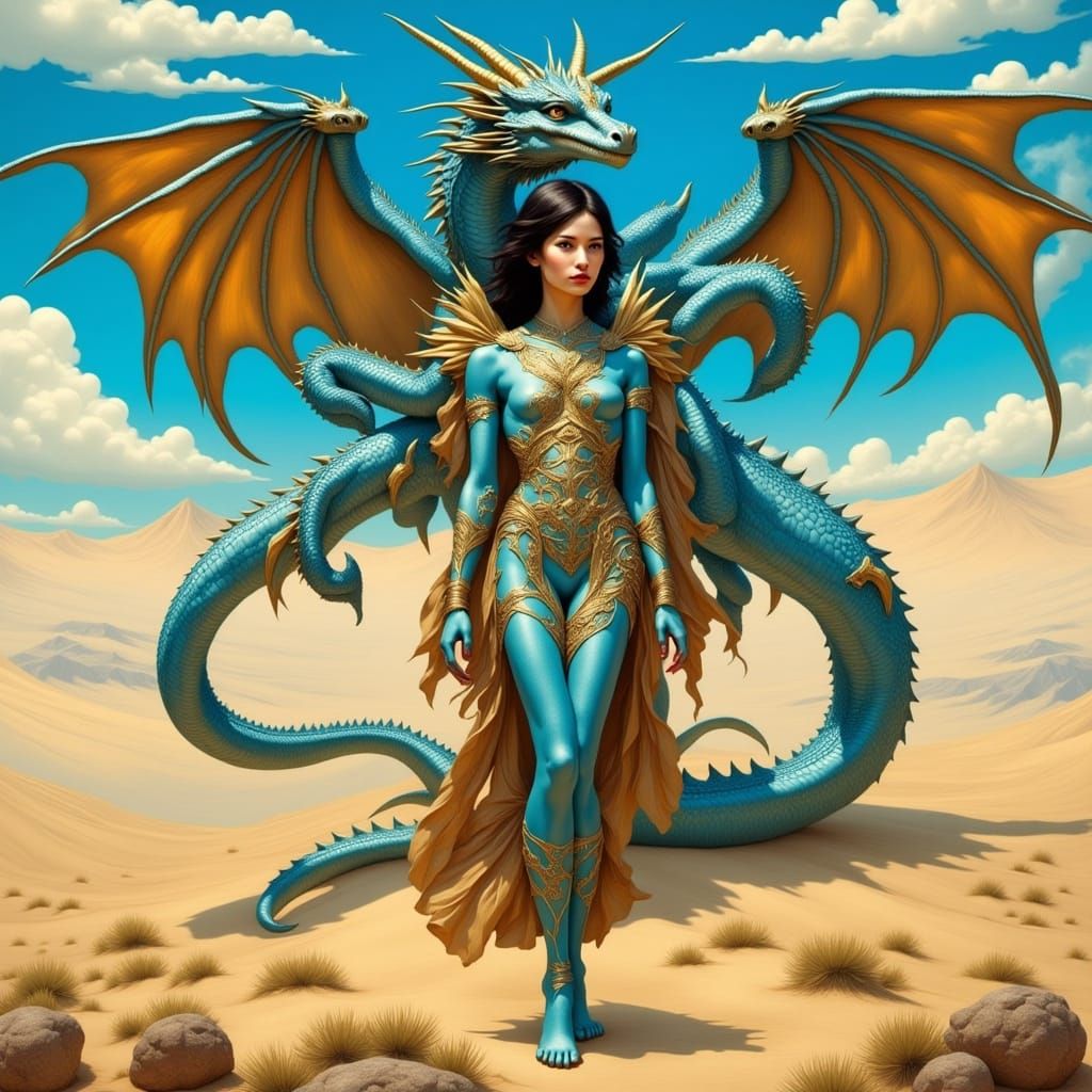 A close-up of a woman in vibrant Rococo-inspired body paint,...