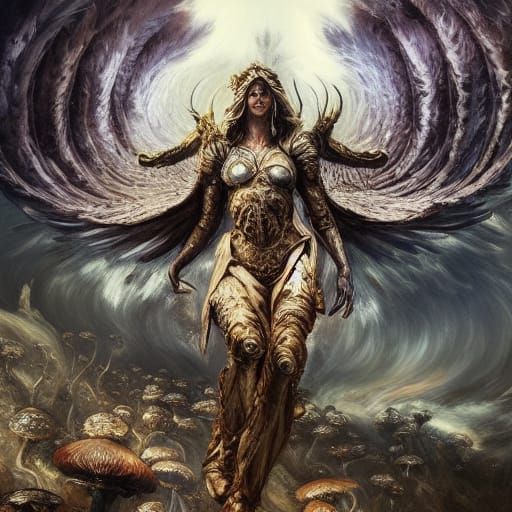 Mushroom Archangel in Macabre Surrealism