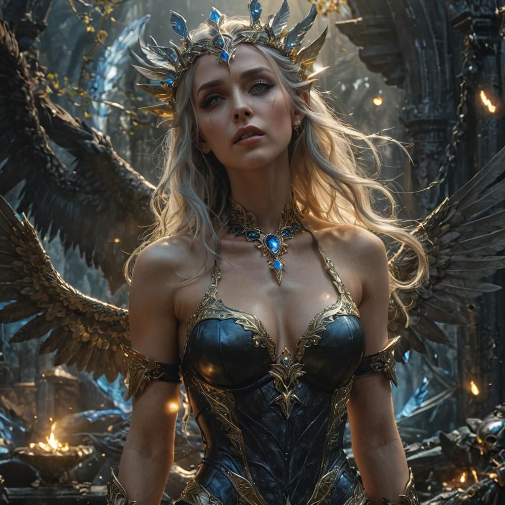 Dark Fantasy Elf Queen with Mystical Aura