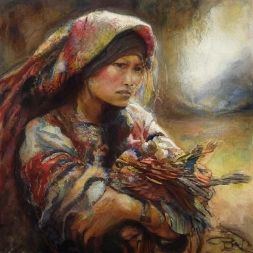 Portrait of Roma Woman with Water Effect