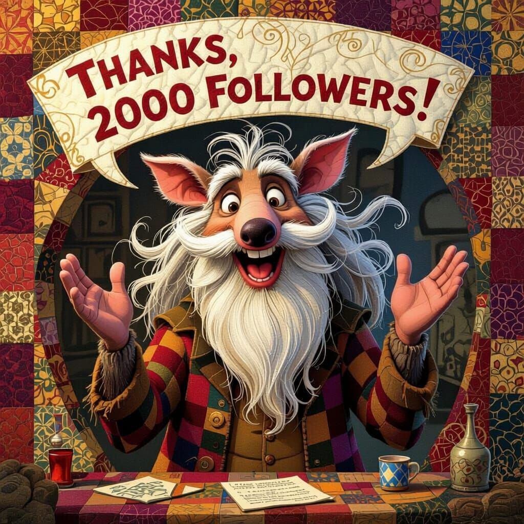 Whimsical Aardvark's 2000 Follower Thanks in Patchwork Style