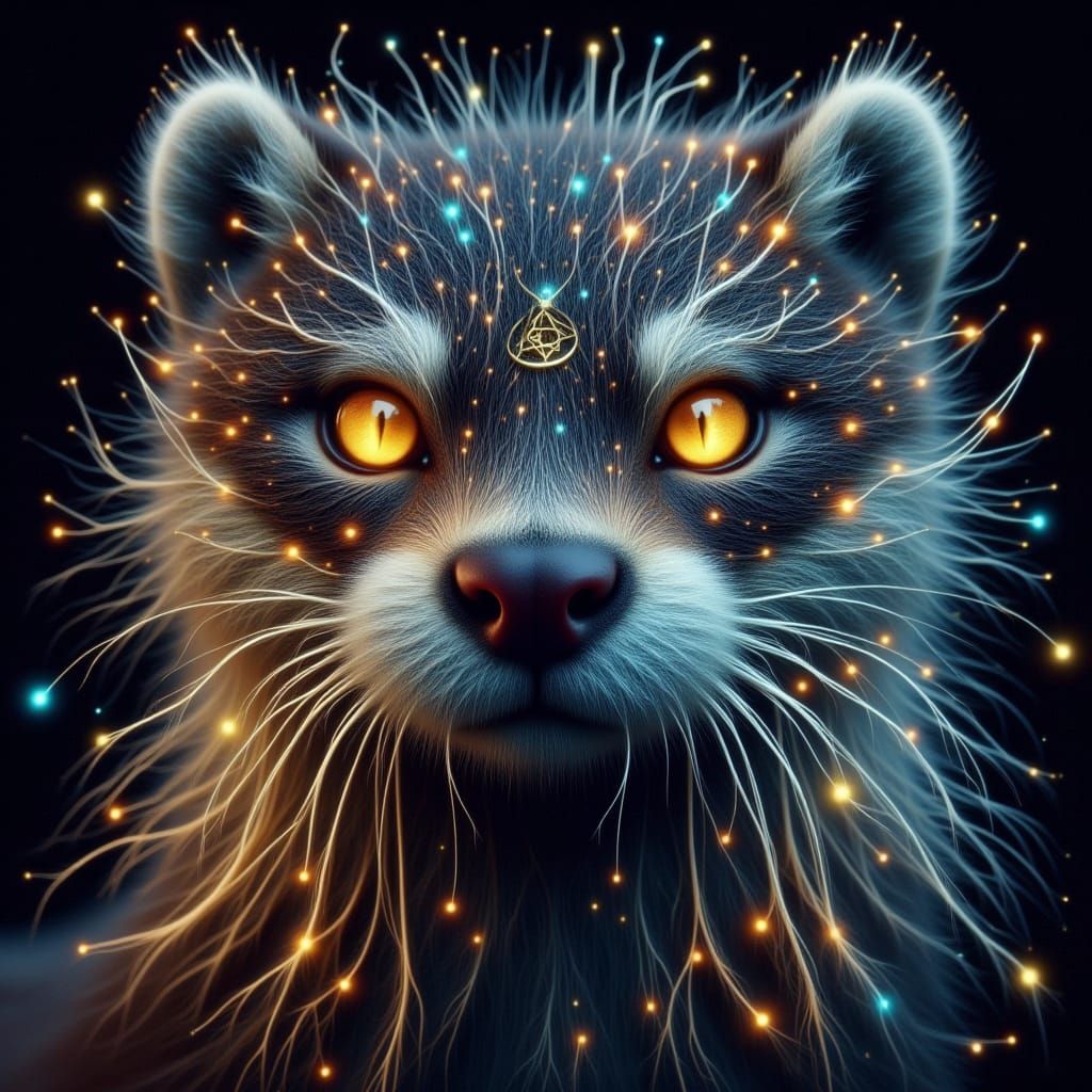 Bioluminescent Otter in Starlight, Art Nouveau Style