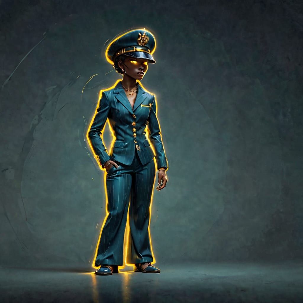 Confident Futuristic Woman in Chibi Style