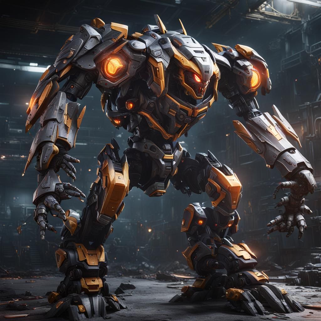 Hyper-Realistic Mecha Haxorus in Detailed Matte Painting