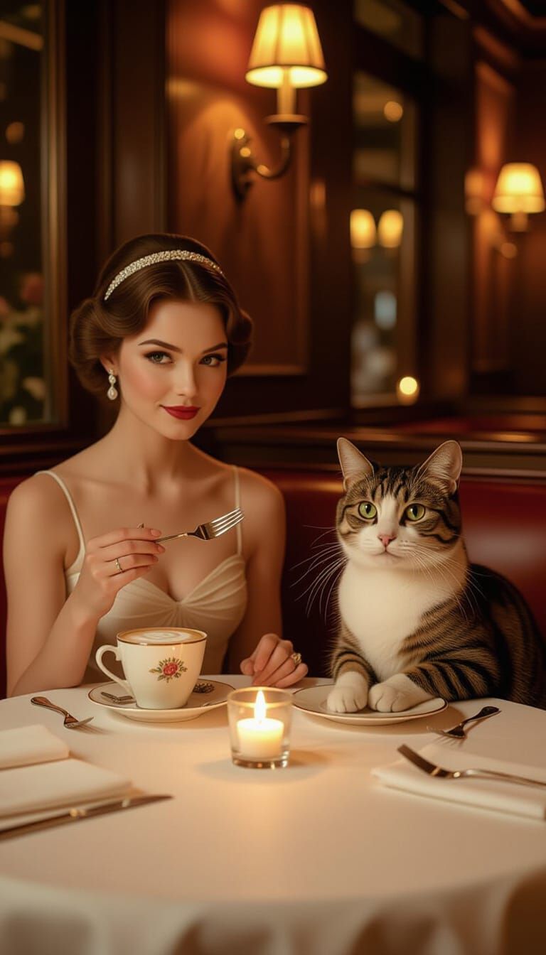 Ballerina Cappuccino and Cat Ballerina at Dinner