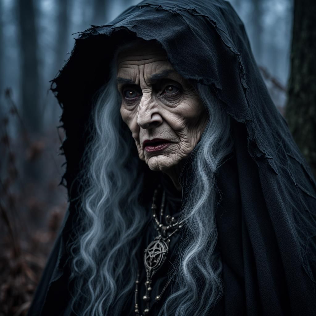 Madonna as Withered Crone in Dark Swamp: Ravenloft Style