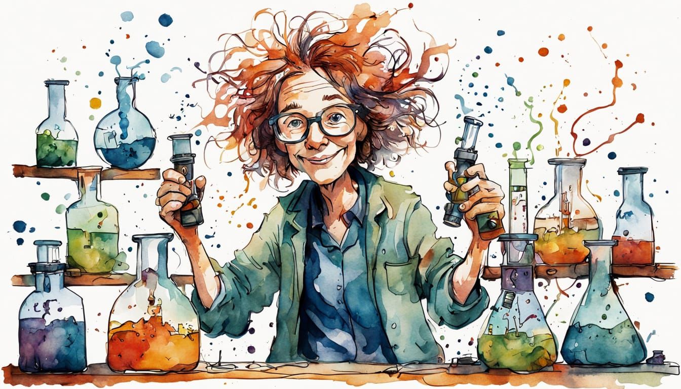 mad scientist woman biologist,