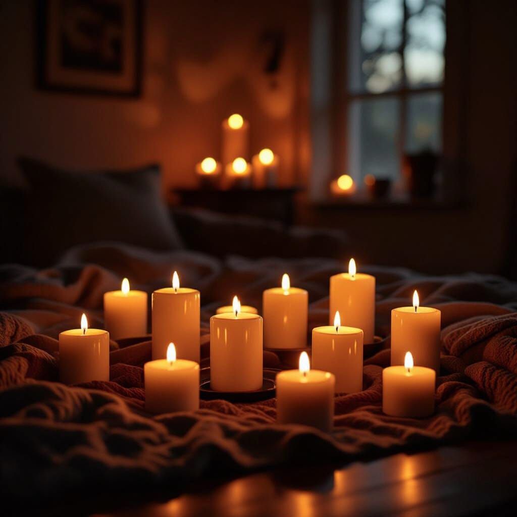 Cozy Candlelit Room in Warm Photorealistic Glow