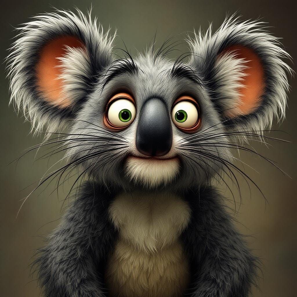 Whimsical Cartoon Koala in Film Still Style